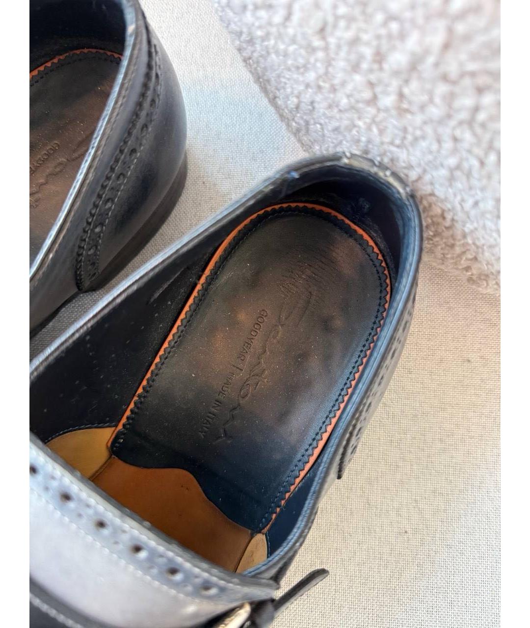 SANTONI Антрацитовые кожаные туфли, фото 5