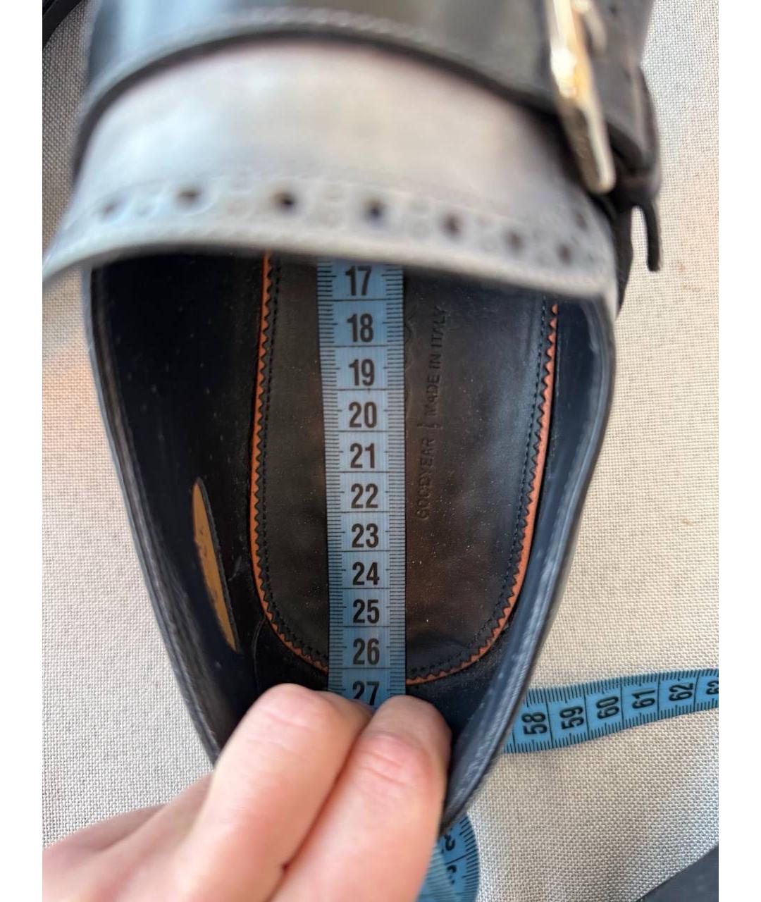 SANTONI Антрацитовые кожаные туфли, фото 3