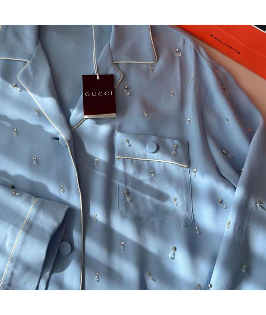 GUCCI Голубая блузы, фото 3