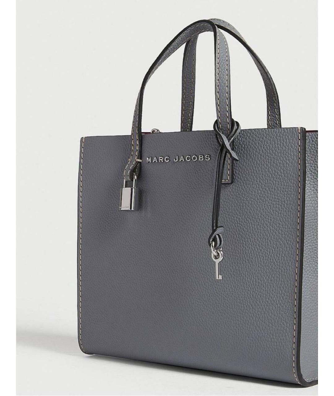 MARC JACOBS Серая кожаная сумка с короткими ручками, фото 3