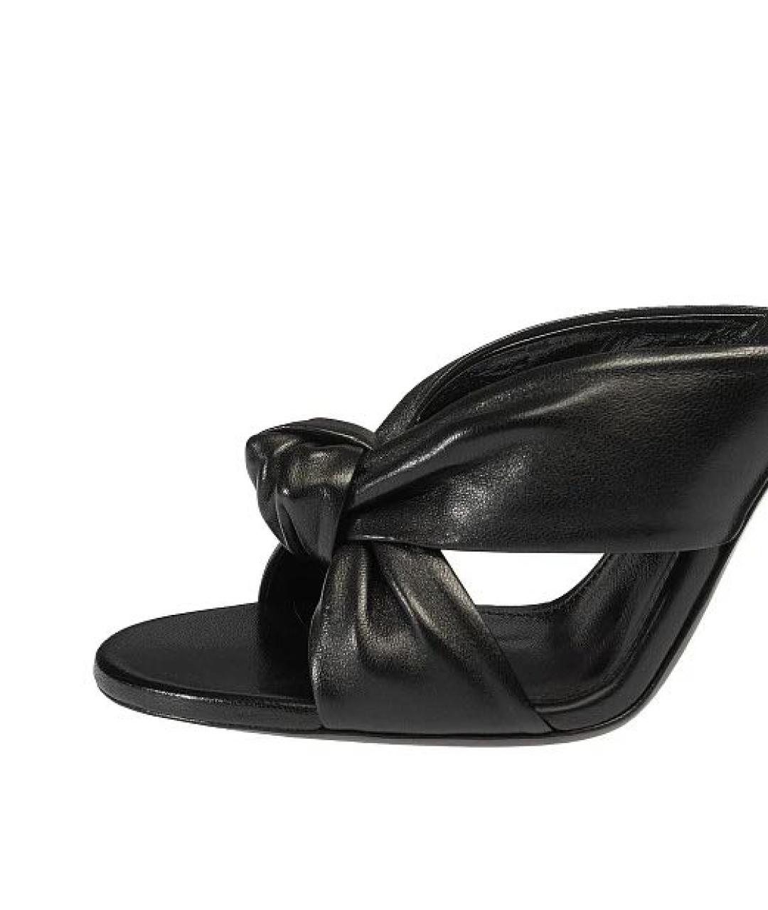 SAINT LAURENT Черные кожаные мюли, фото 4
