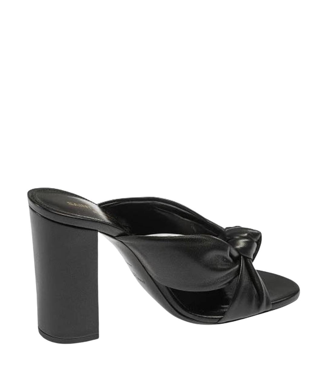 SAINT LAURENT Черные кожаные мюли, фото 1