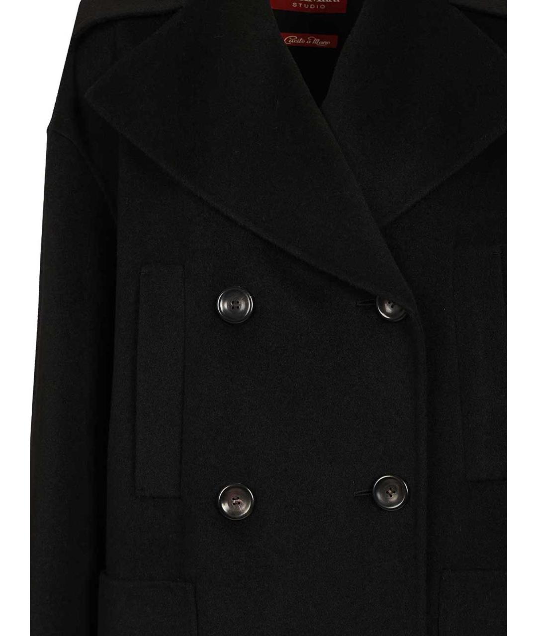 MAX MARA STUDIO Черное шерстяное пальто, фото 4