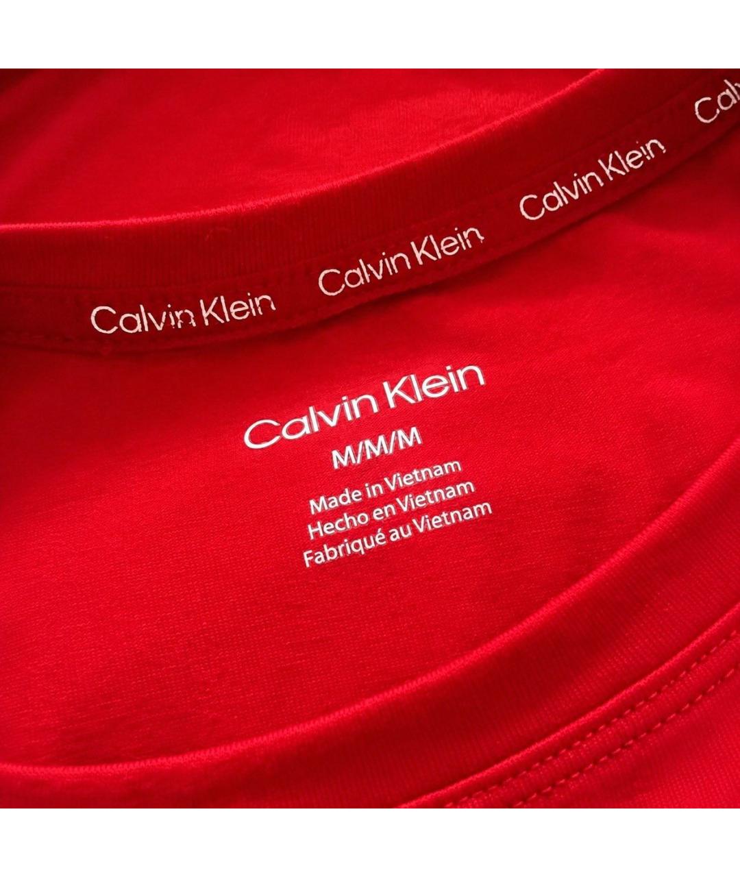 CALVIN KLEIN Красная хлопко-эластановая футболка, фото 5