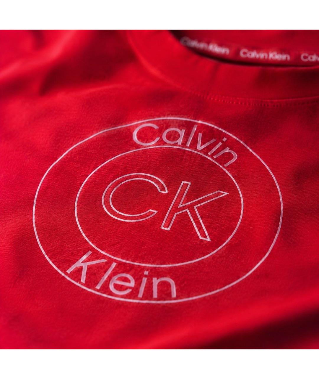 CALVIN KLEIN Красная хлопко-эластановая футболка, фото 7