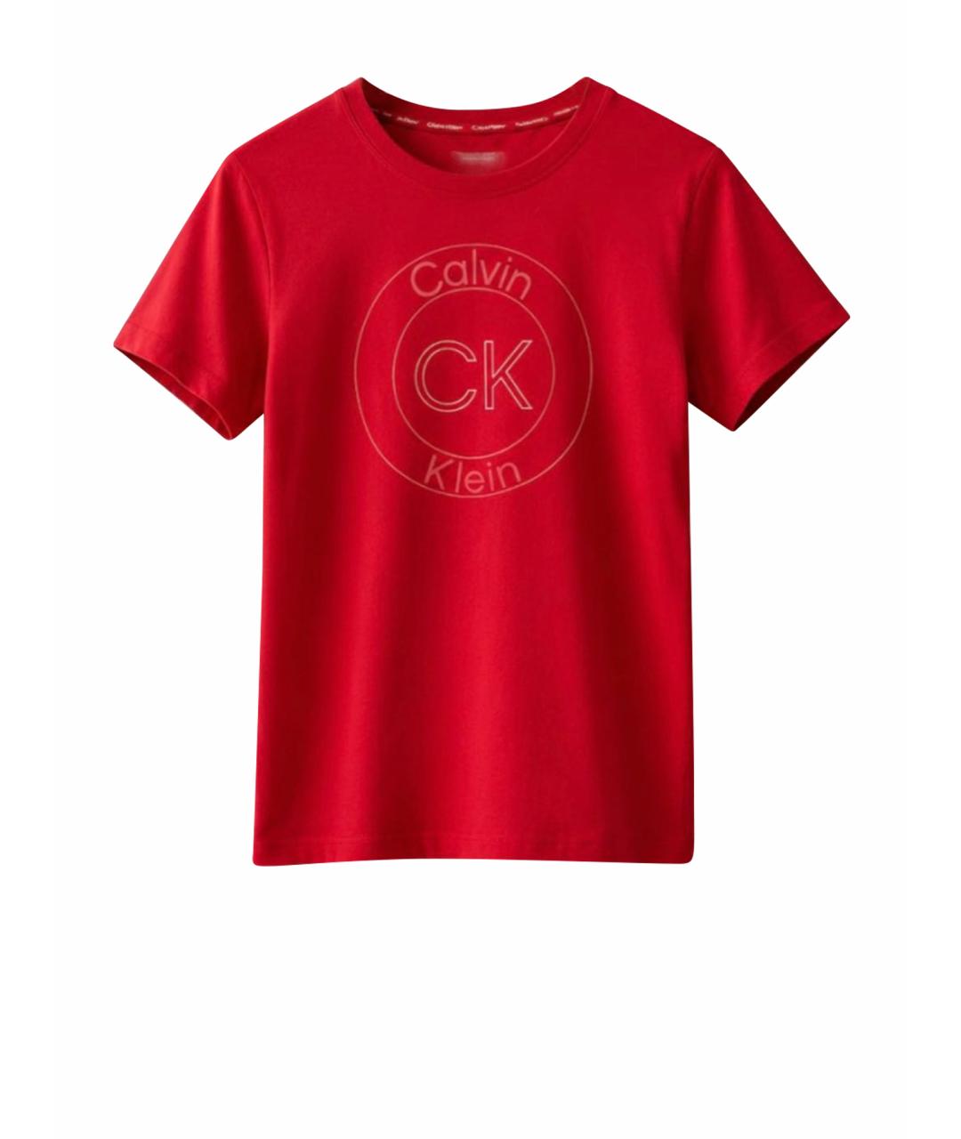 CALVIN KLEIN Красная хлопко-эластановая футболка, фото 1