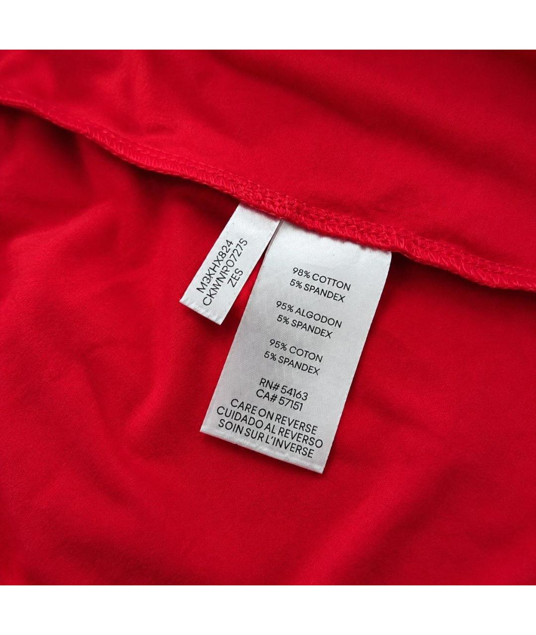 CALVIN KLEIN Красная хлопко-эластановая футболка, фото 6