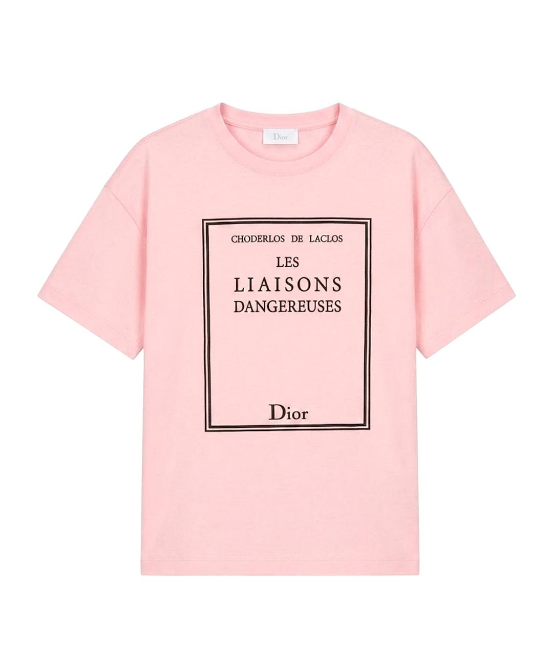 CHRISTIAN DIOR Розовая хлопковая футболка, фото 1