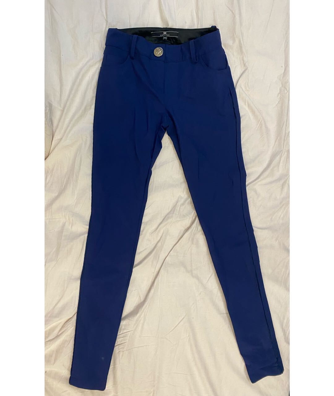 ELISABETTA FRANCHI Темно-синие полиэстеровые брюки узкие, фото 2