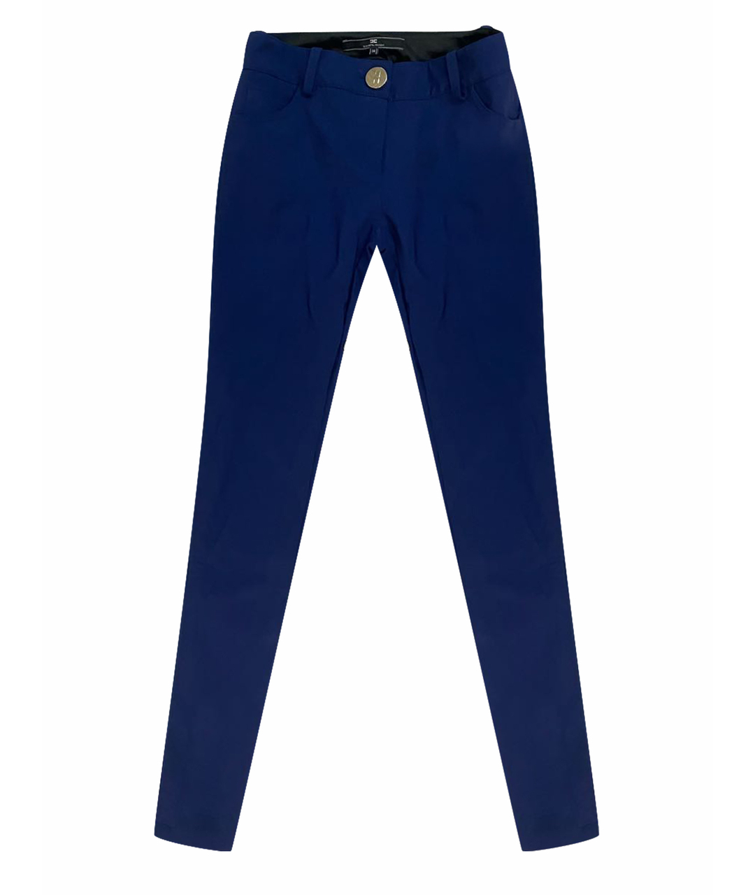 ELISABETTA FRANCHI Темно-синие полиэстеровые брюки узкие, фото 1