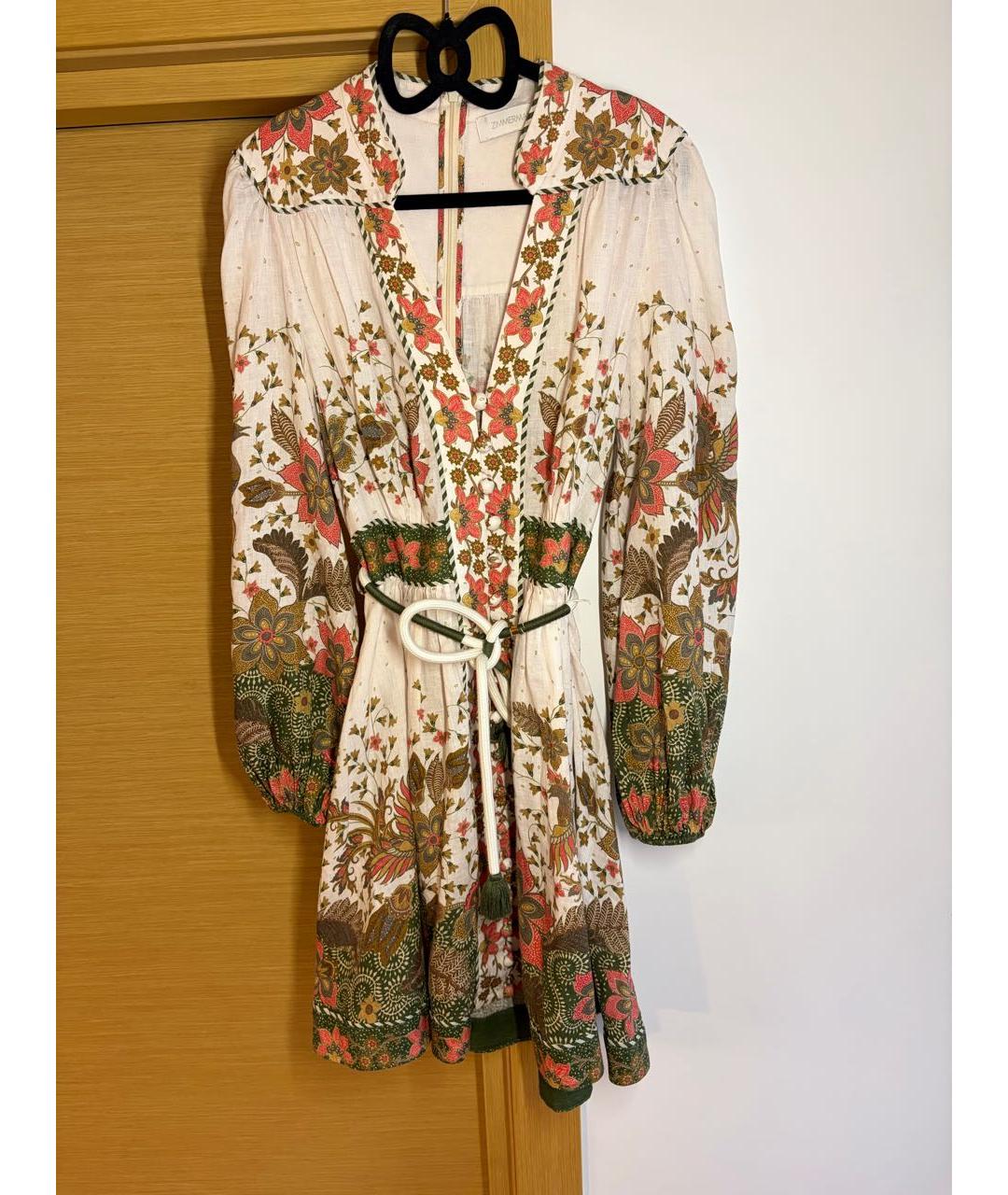 ZIMMERMANN Бежевое льняное повседневное платье, фото 9