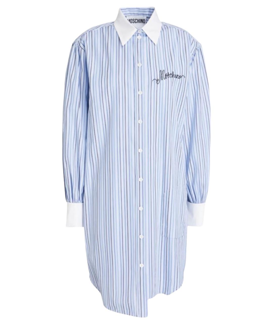 MOSCHINO Голубое хлопковое повседневное платье, фото 1