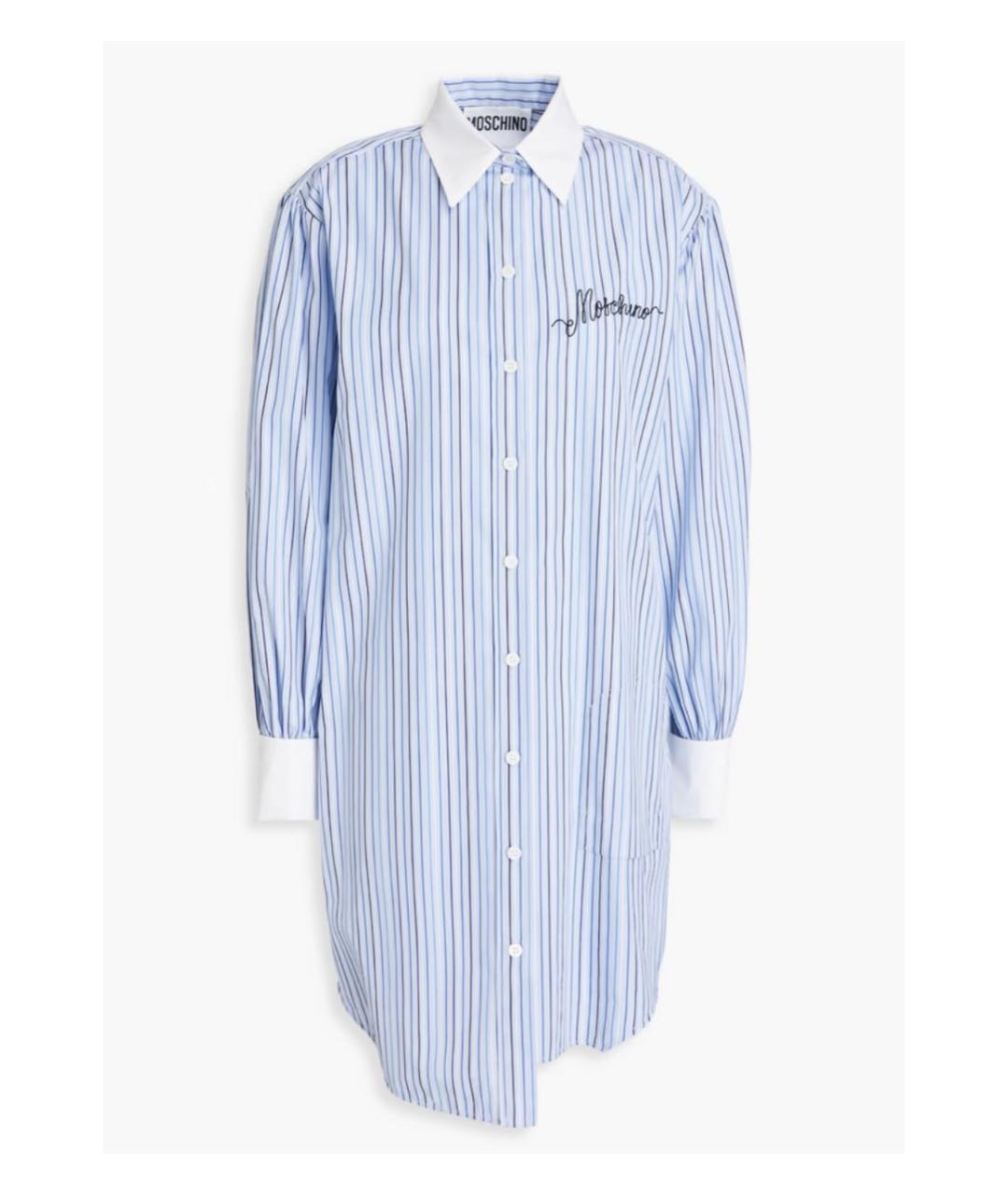 MOSCHINO Голубое хлопковое повседневное платье, фото 9