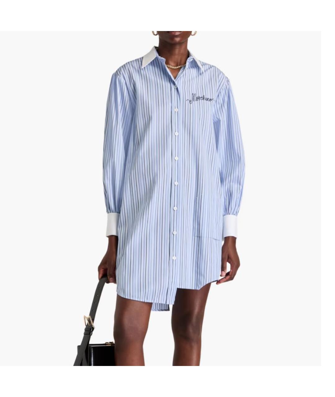 MOSCHINO Голубое хлопковое повседневное платье, фото 2