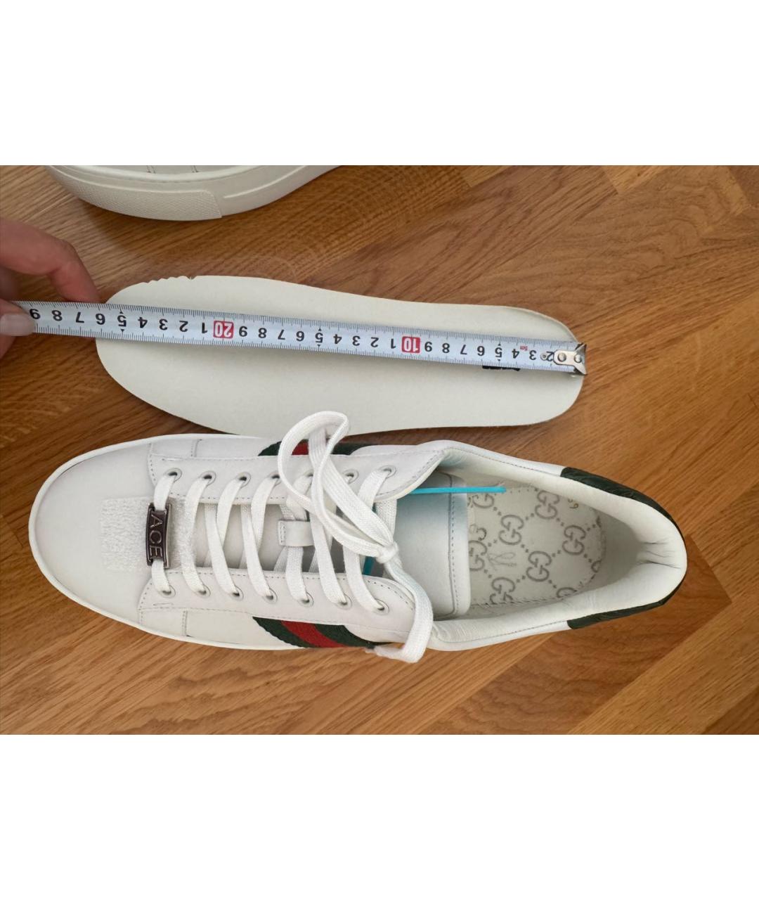 GUCCI Белые кожаные кроссовки, фото 5