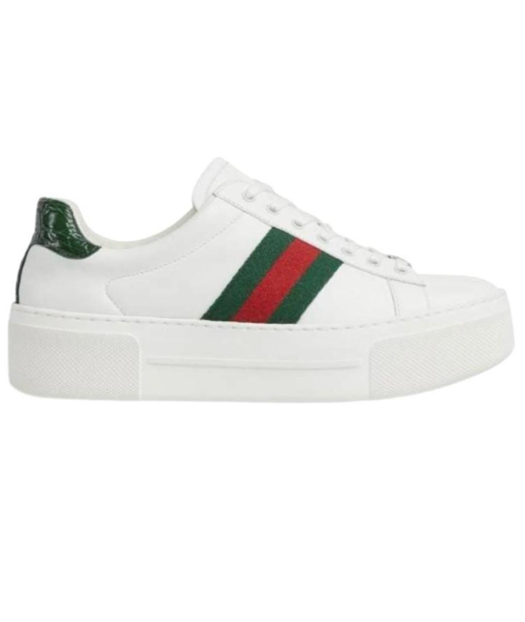 GUCCI Белые кожаные кроссовки, фото 1