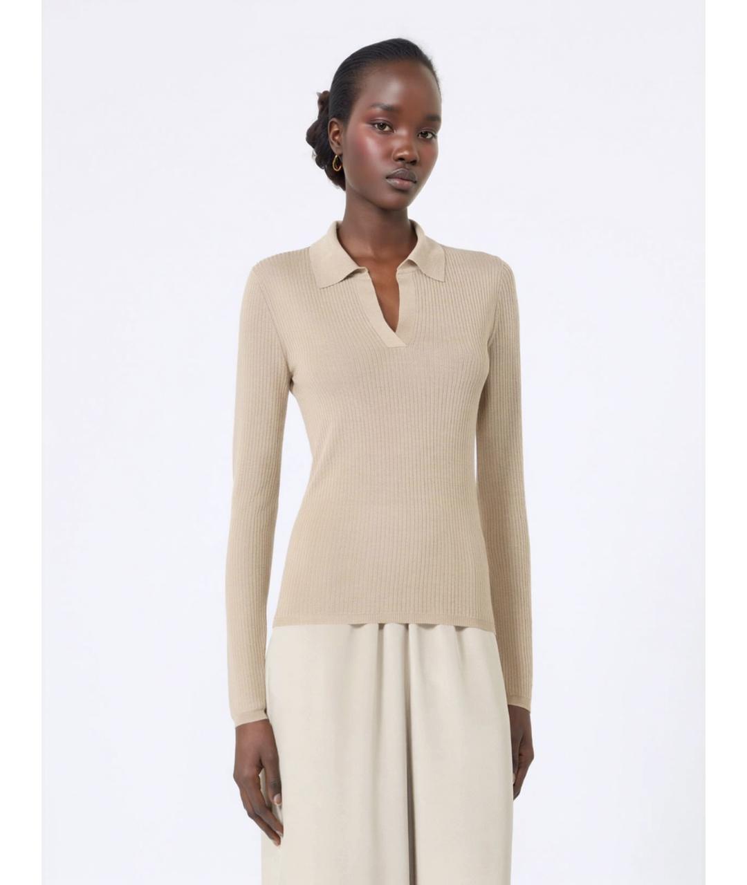 MAX MARA Бежевый шелковый джемпер / свитер, фото 3