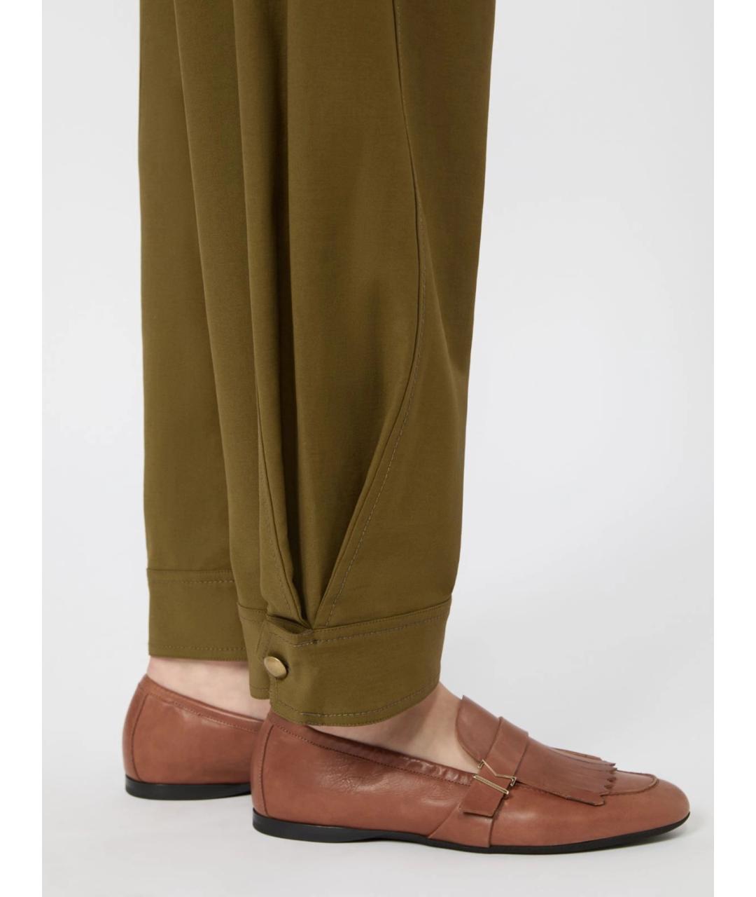 MAX MARA Зеленые хлопковые прямые брюки, фото 5