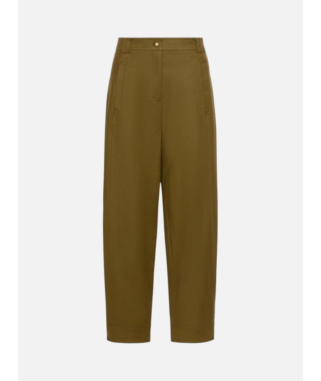 MAX MARA Зеленые хлопковые прямые брюки, фото 6