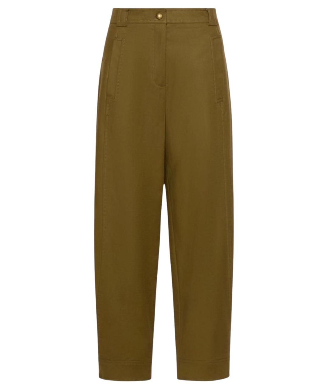 MAX MARA Зеленые хлопковые прямые брюки, фото 1