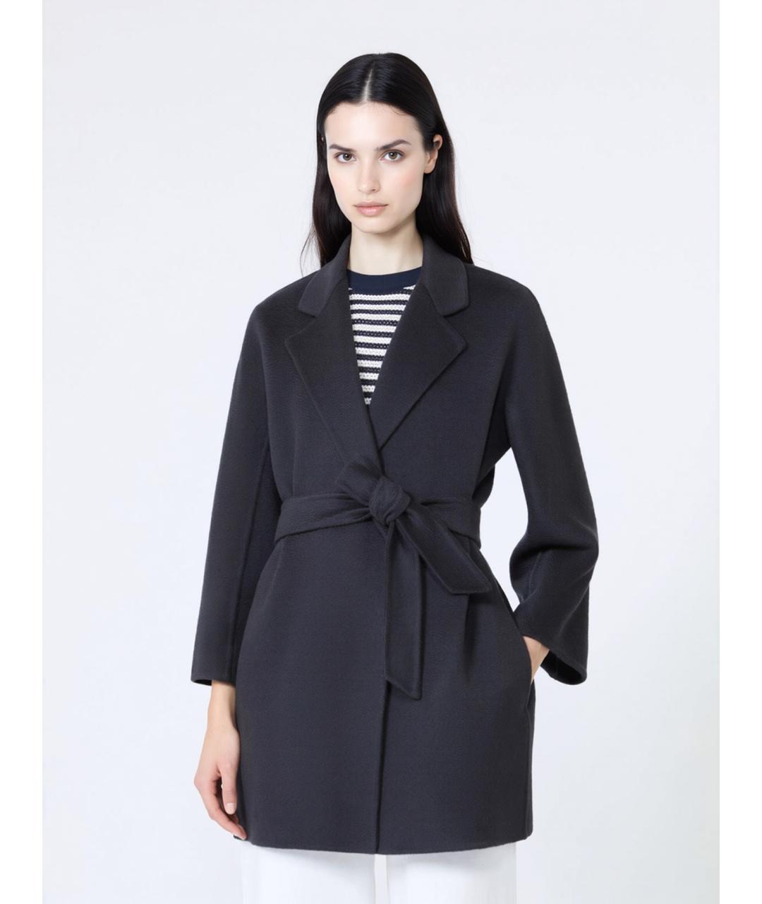 MAX MARA Темно-синее кашемировое пальто, фото 5