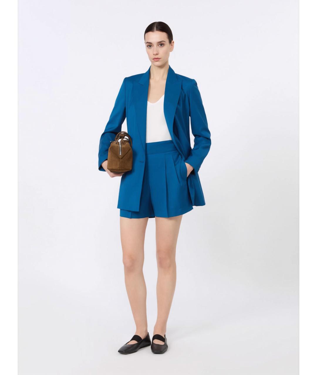 MAX MARA Синие шерстяные шорты, фото 2