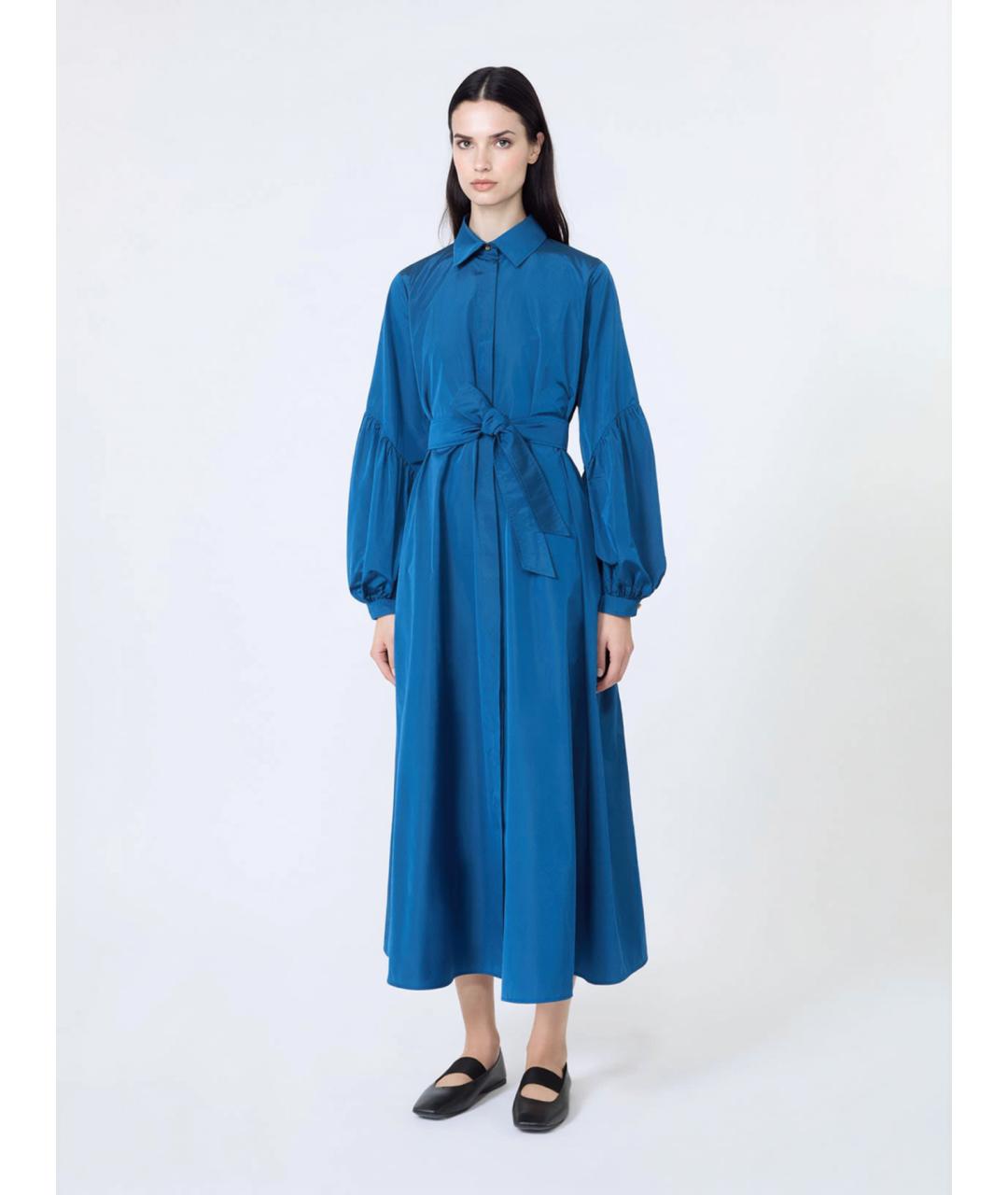 MAX MARA Синее полиэстеровое повседневное платье, фото 3