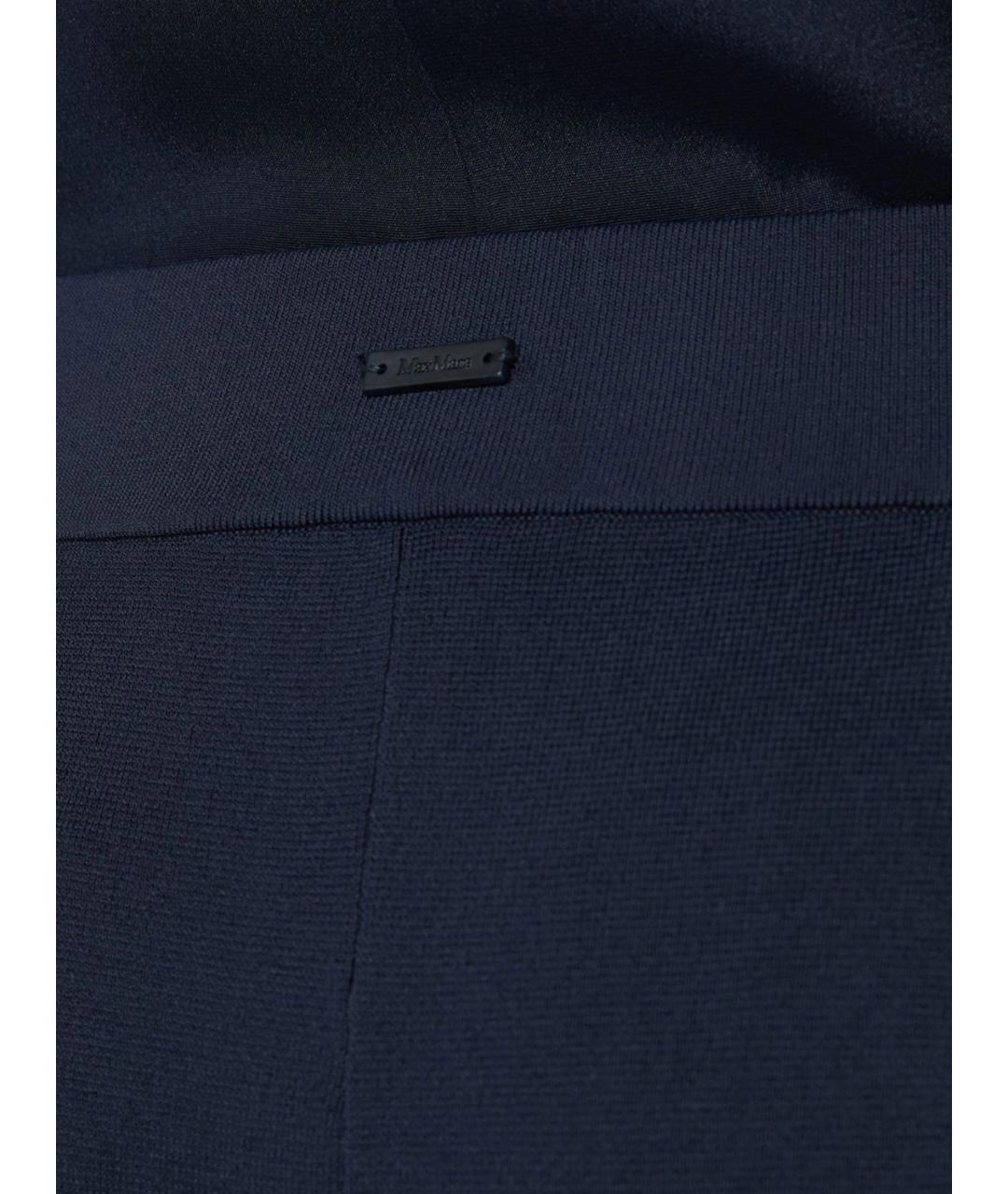 MAX MARA Темно-синие вискозные прямые брюки, фото 5