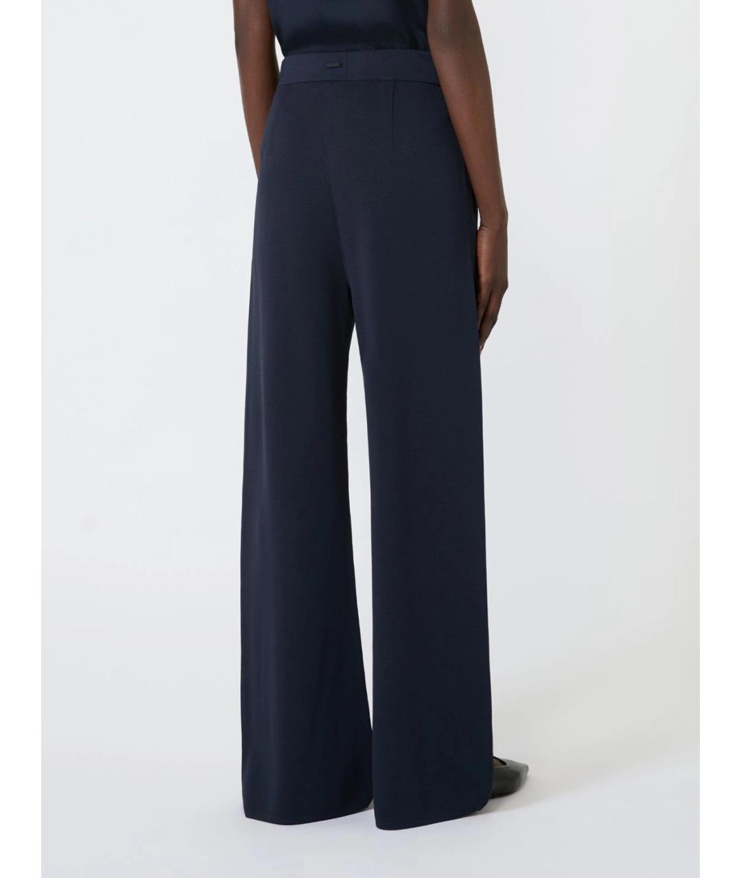 MAX MARA Темно-синие вискозные прямые брюки, фото 4