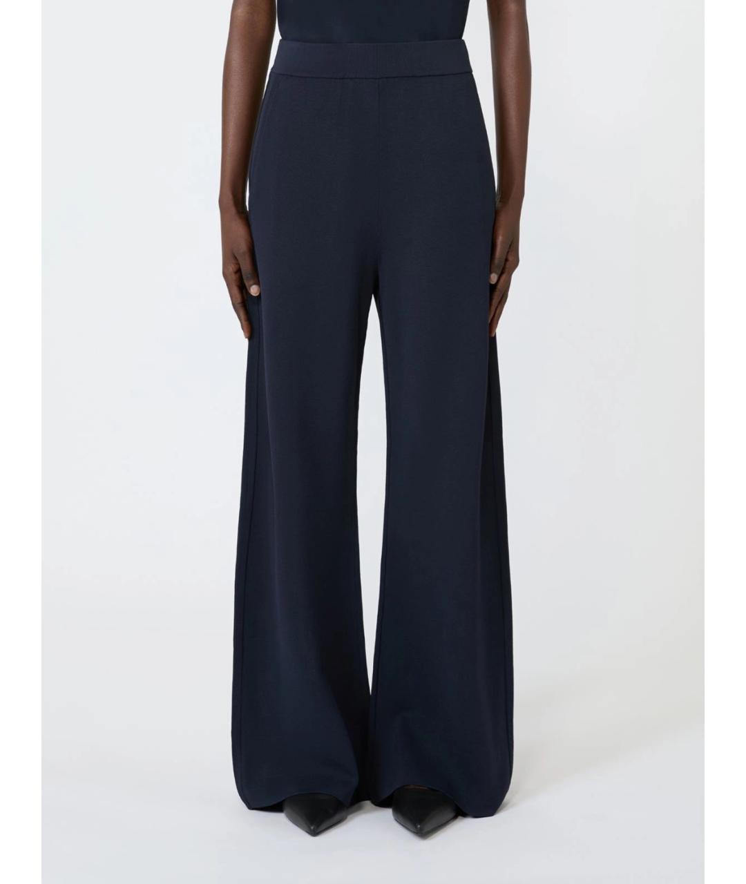 MAX MARA Темно-синие вискозные прямые брюки, фото 3