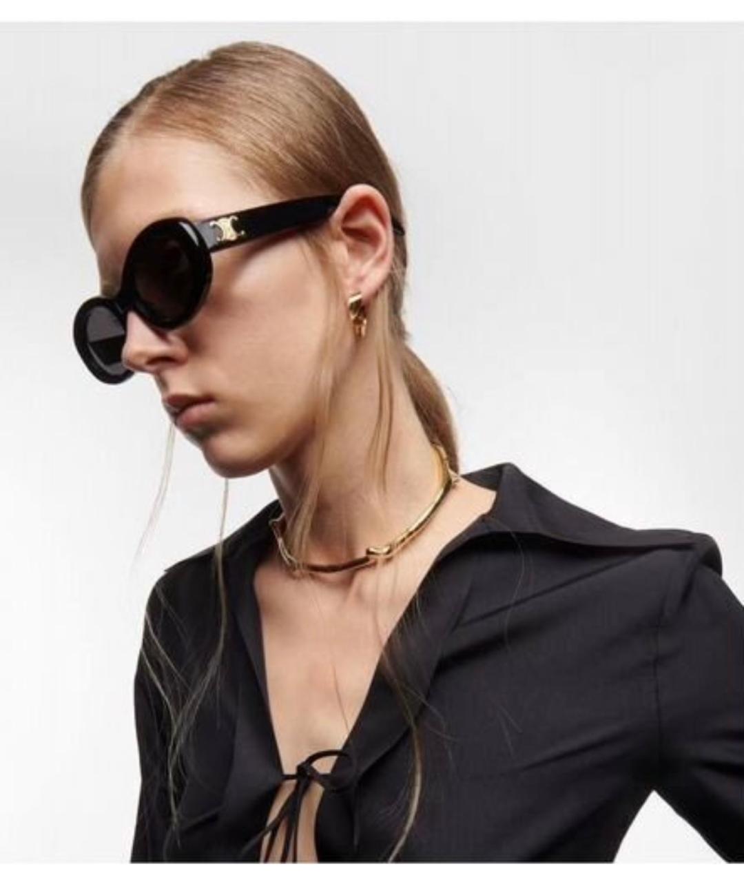 CELINE Черные пластиковые солнцезащитные очки, фото 3