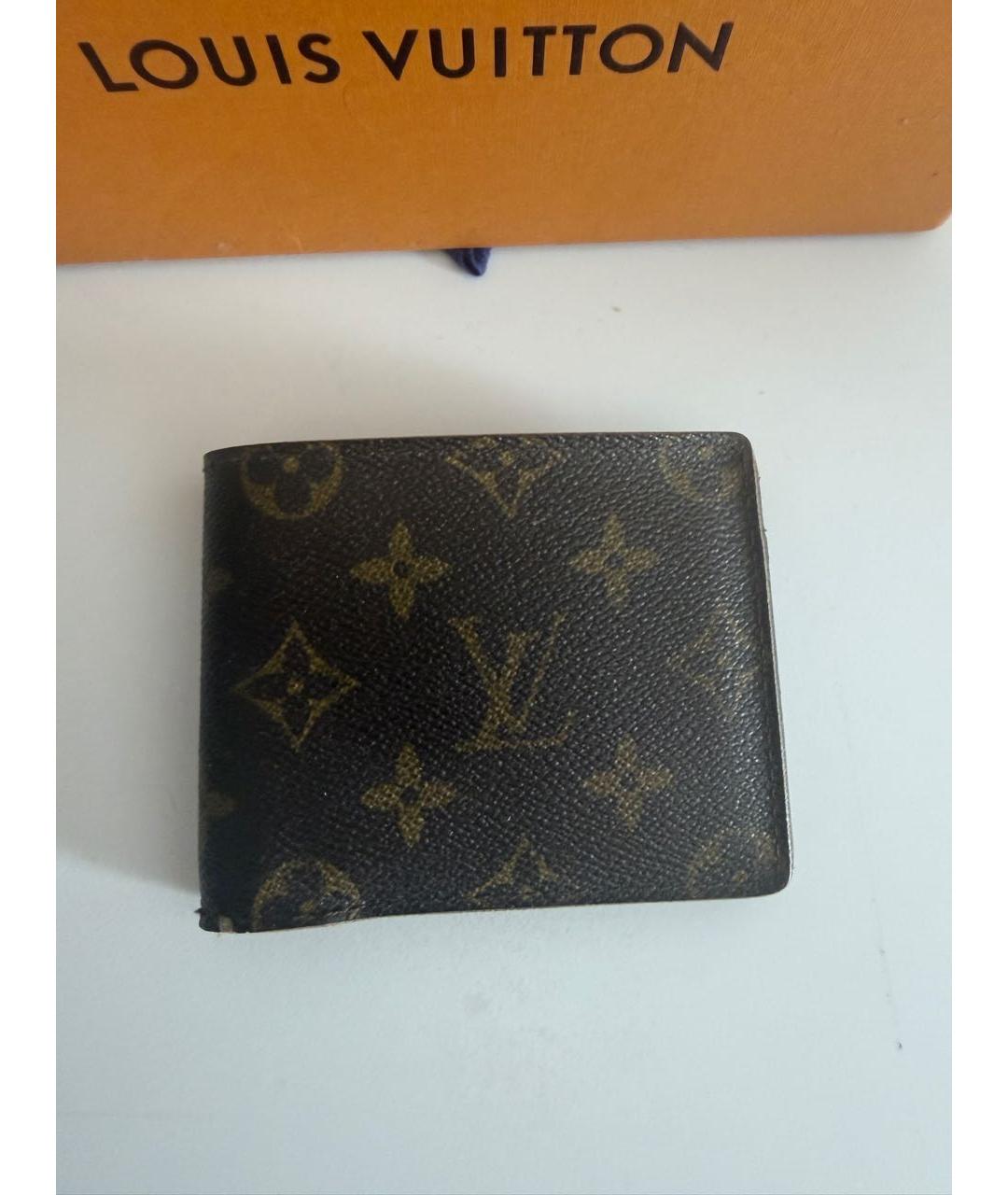 LOUIS VUITTON Коричневый кожаный кошелек, фото 5