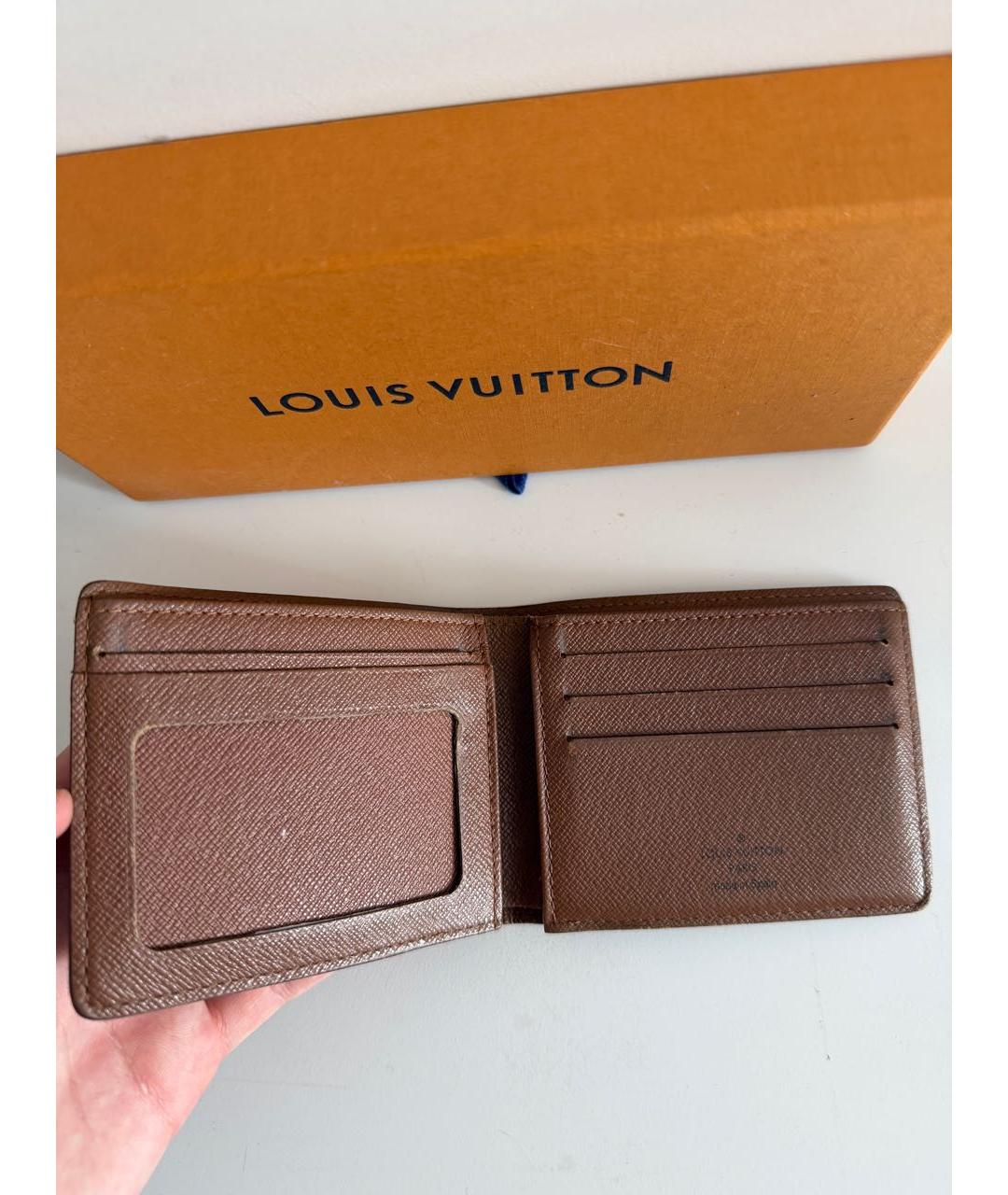 LOUIS VUITTON Коричневый кожаный кошелек, фото 4