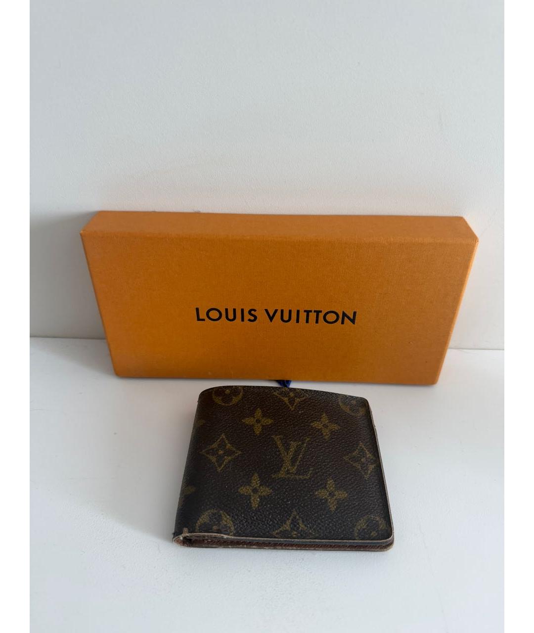 LOUIS VUITTON Коричневый кожаный кошелек, фото 2