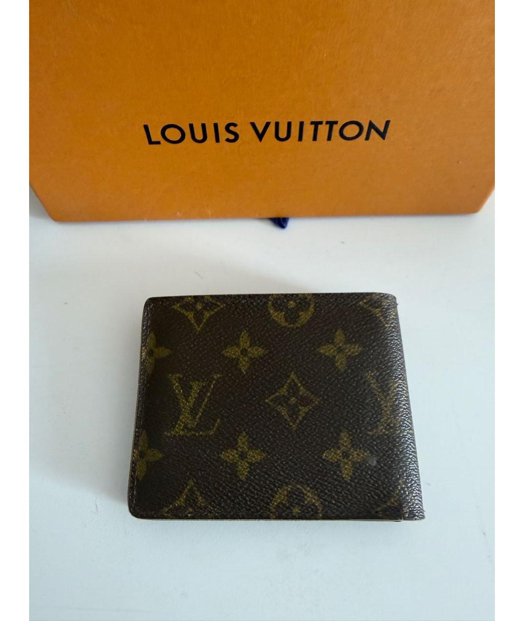 LOUIS VUITTON Коричневый кожаный кошелек, фото 3