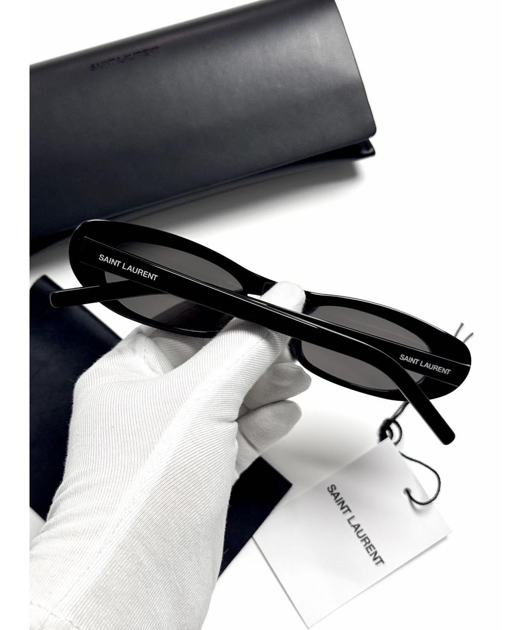 SAINT LAURENT Черные пластиковые солнцезащитные очки, фото 8