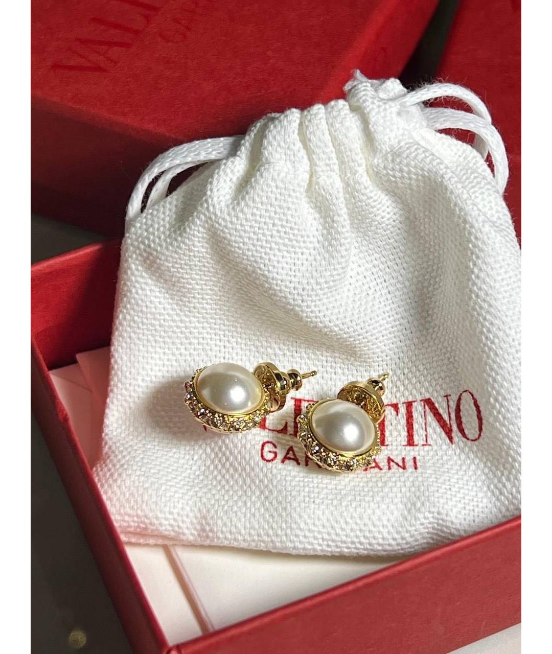 VALENTINO Белые позолоченные серьги, фото 5