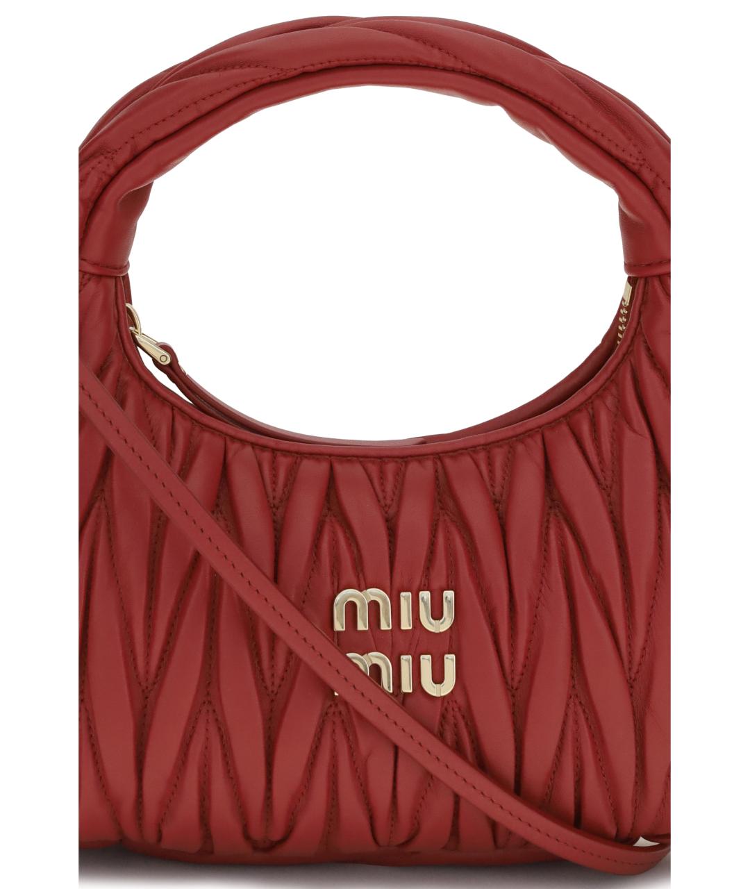 MIU MIU Красная кожаная сумка с короткими ручками, фото 4