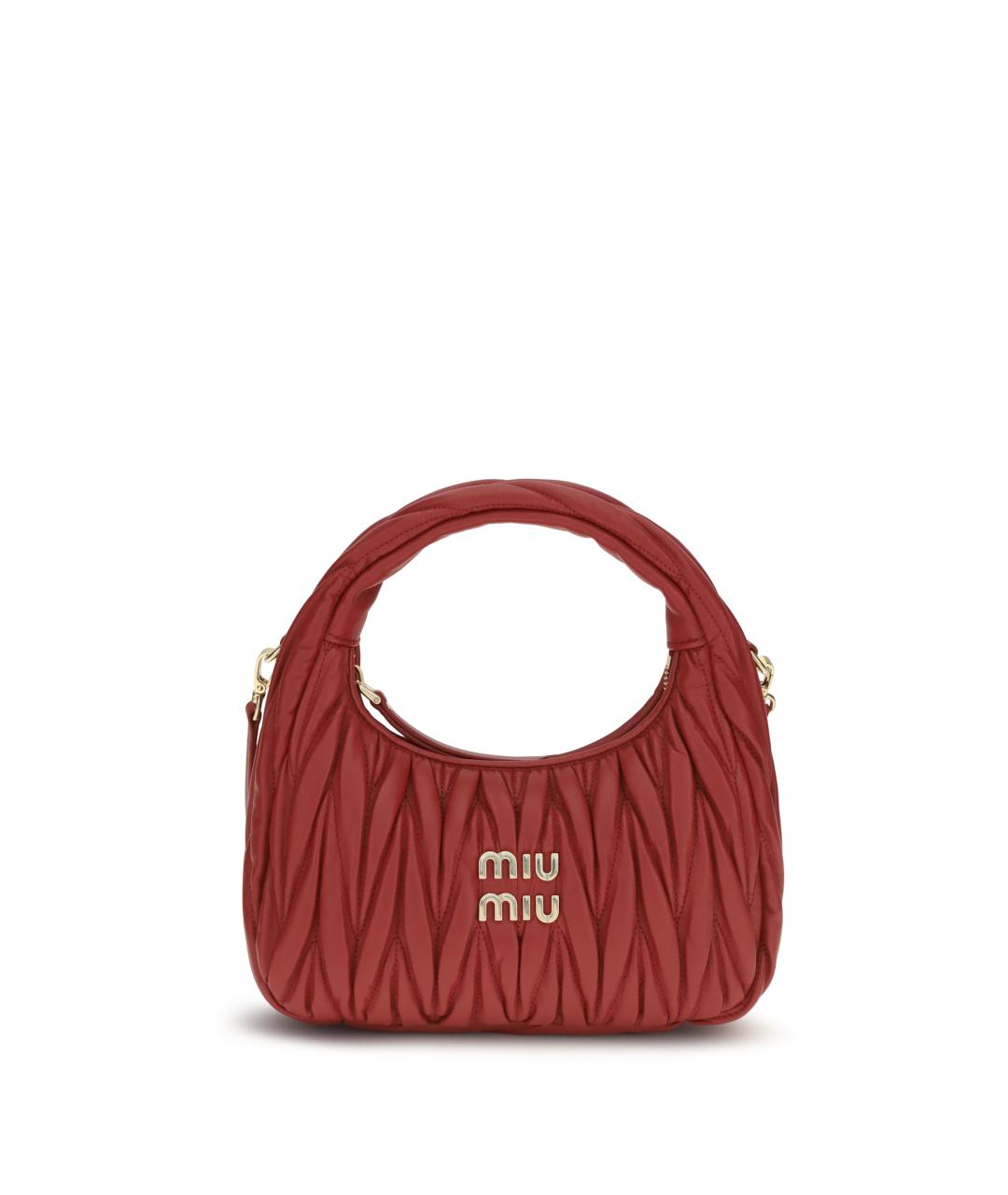 MIU MIU Красная кожаная сумка с короткими ручками, фото 1
