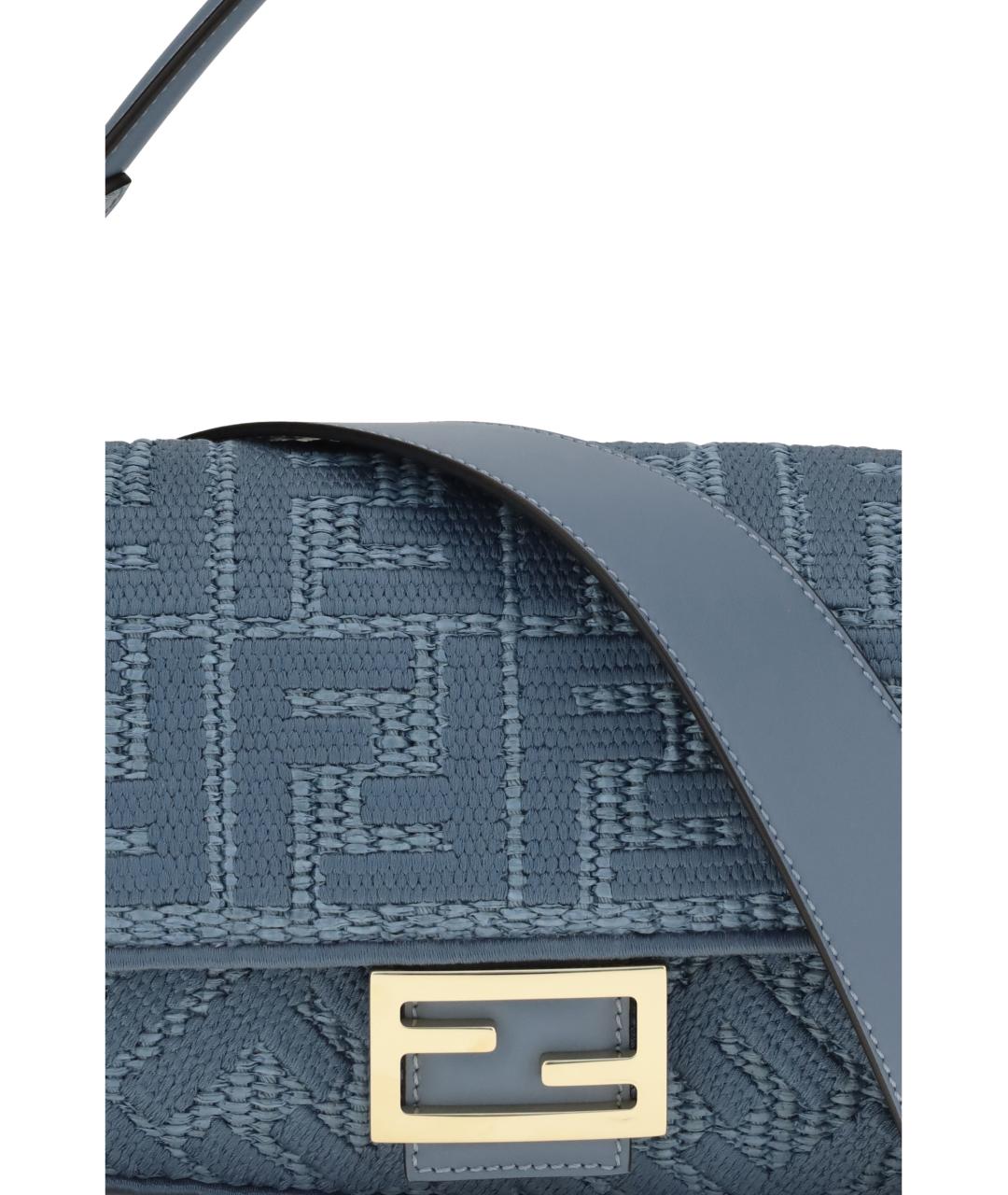 FENDI Голубая тканевая сумка через плечо, фото 4