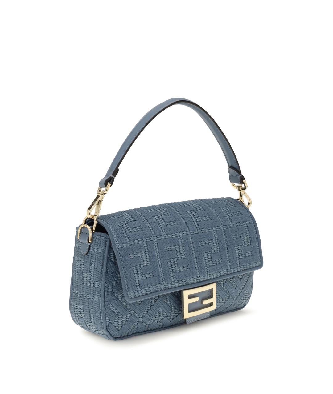 FENDI Голубая тканевая сумка через плечо, фото 2