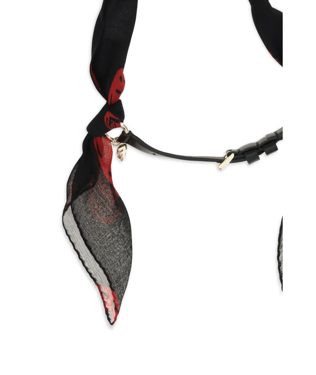 ALEXANDER MCQUEEN Черный шелковый шарф, фото 3