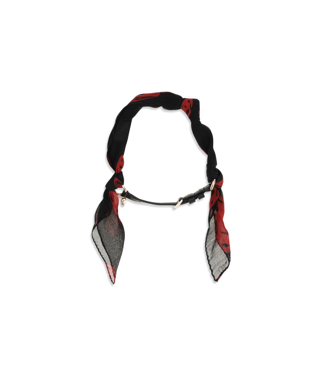 ALEXANDER MCQUEEN Черный шелковый шарф, фото 1
