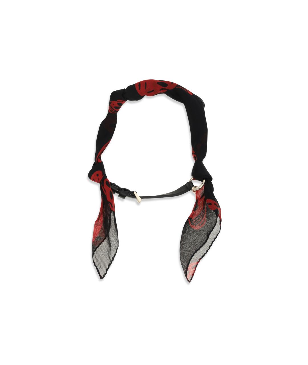 ALEXANDER MCQUEEN Черный шелковый шарф, фото 2