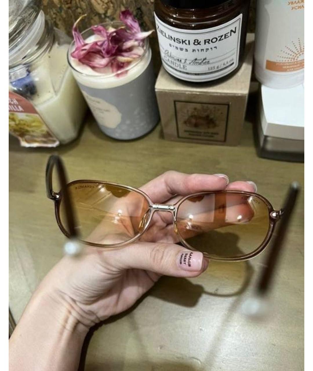 CHANEL Золотые солнцезащитные очки, фото 3
