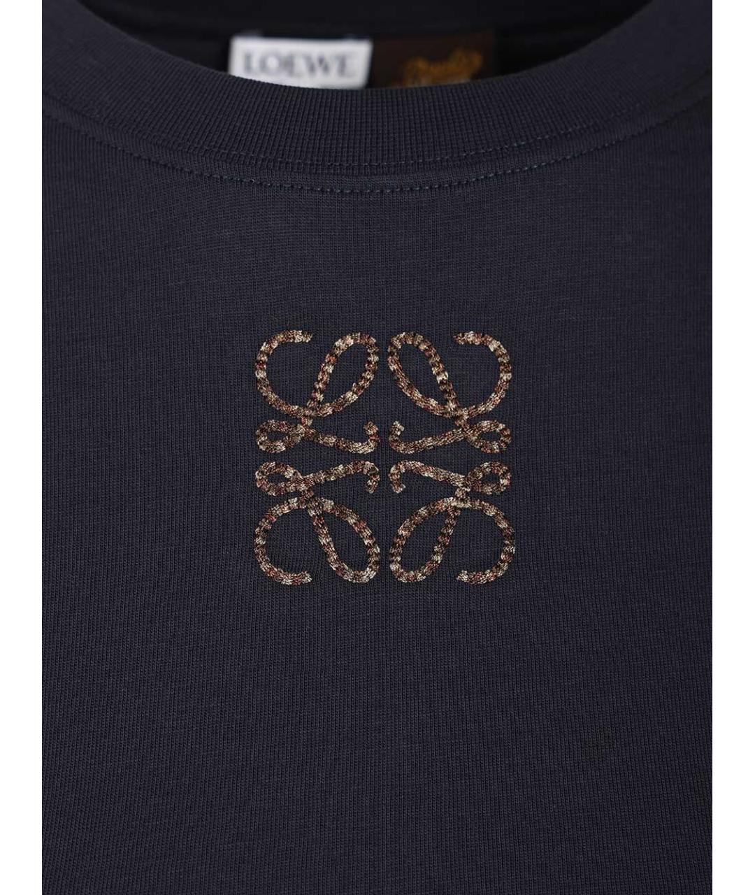LOEWE Темно-синяя хлопковая футболка, фото 3