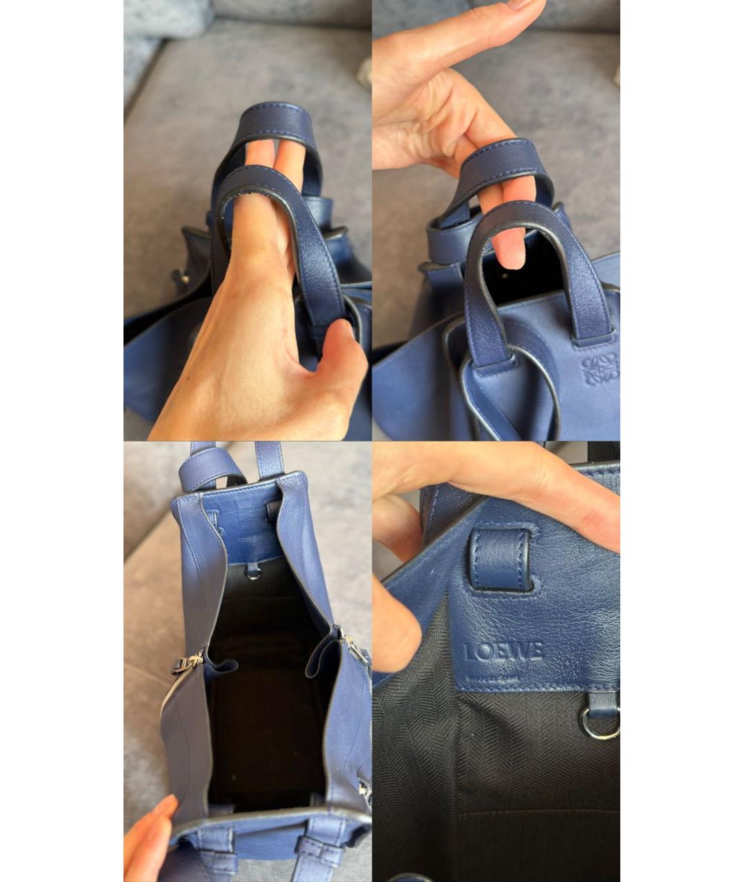 LOEWE Темно-синяя кожаная сумка через плечо, фото 2