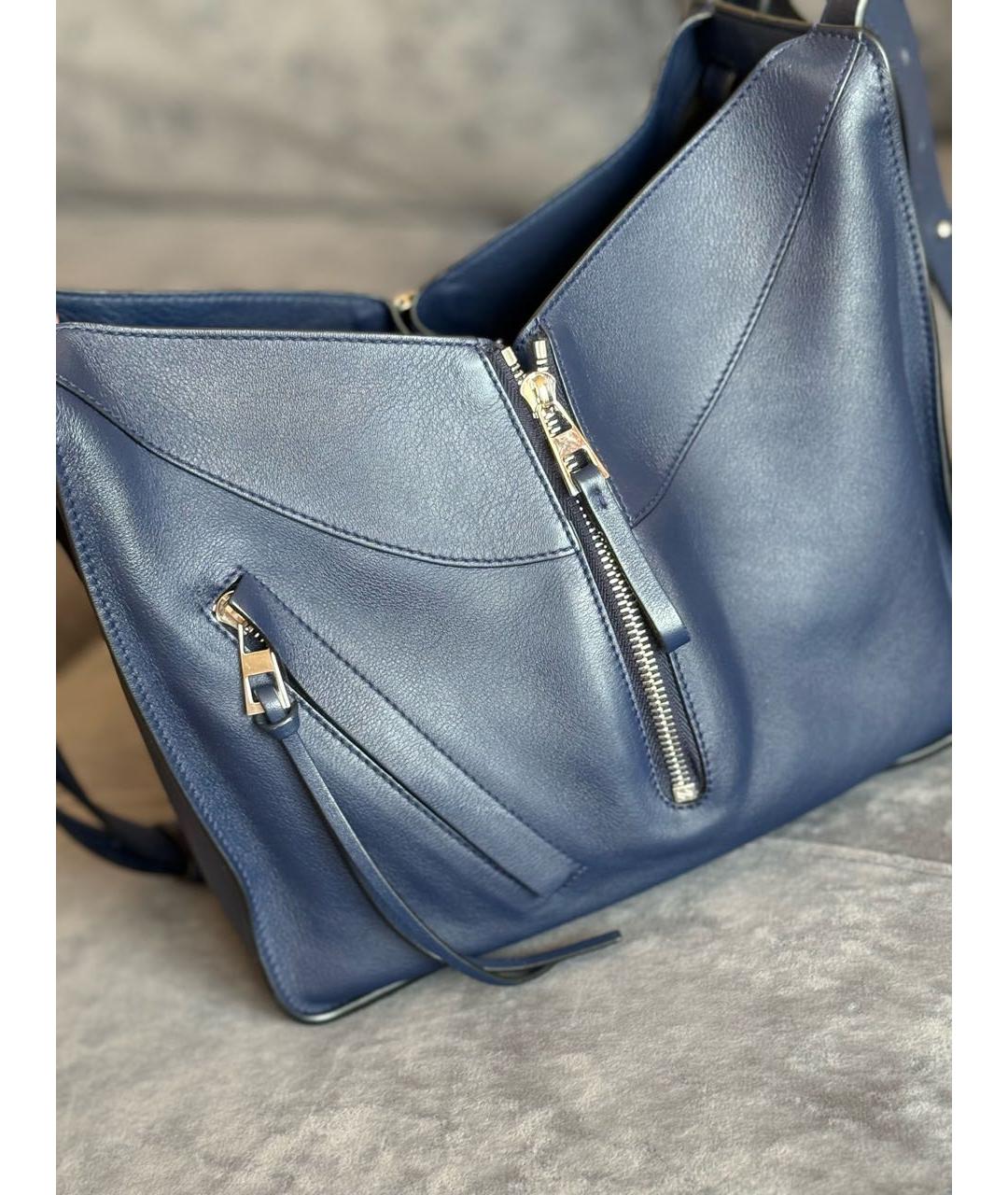 LOEWE Темно-синяя кожаная сумка через плечо, фото 4