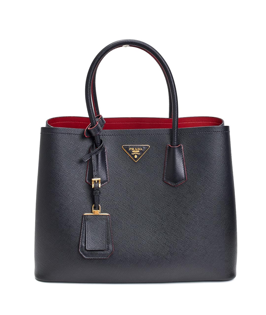 PRADA Черная кожаная сумка тоут, фото 8