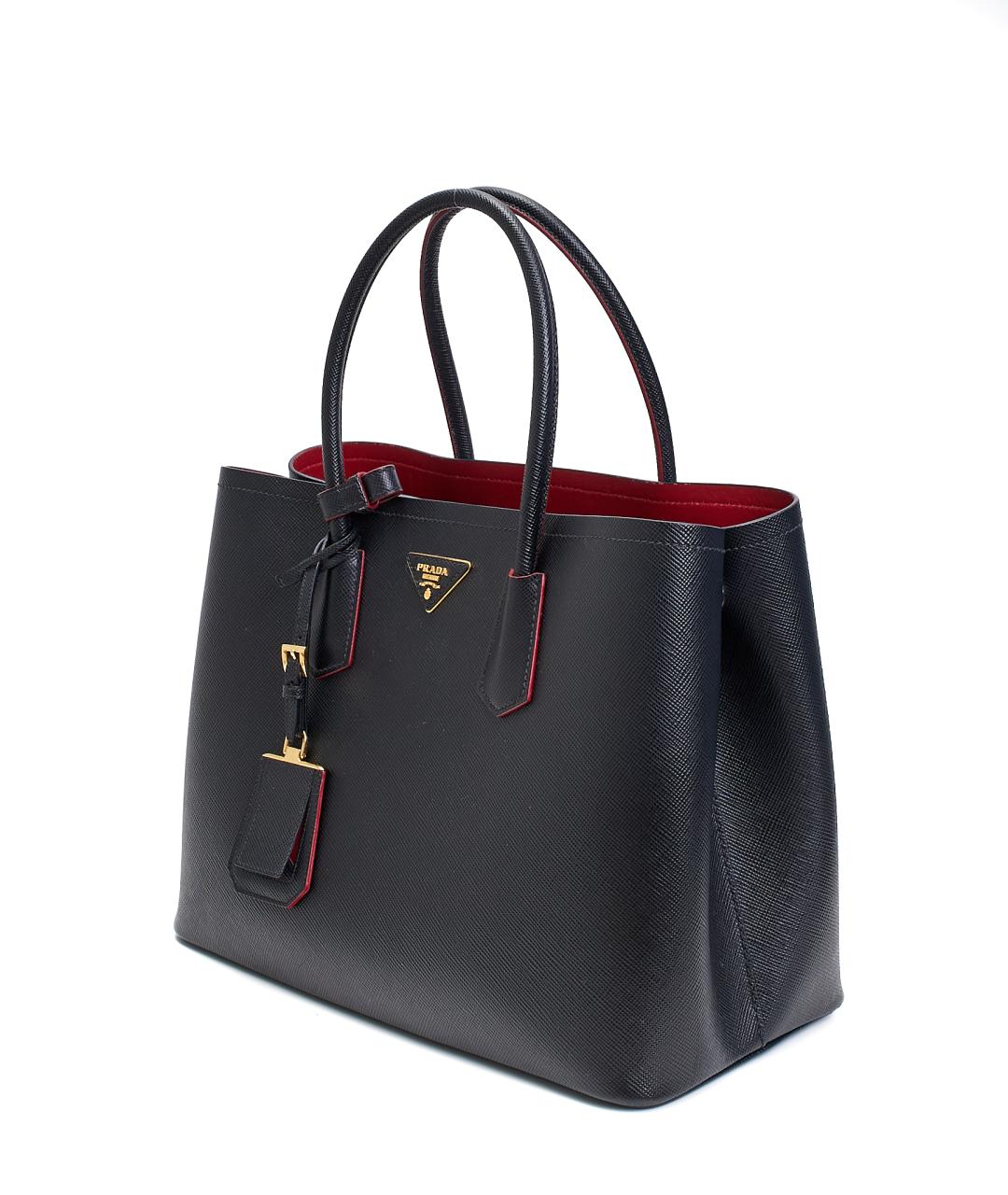 PRADA Черная кожаная сумка тоут, фото 3